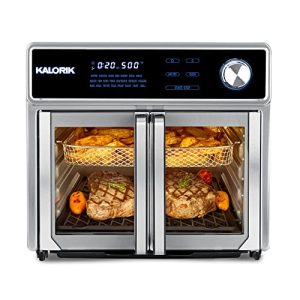 Kalorik MAXX® AFO 47631 SS AS SEEN ON TV Air Fryer Oven Grill (26 Qt) Digital Smokeless Indoor Grill and Air Fryer Oven Combo with 11 Accessories, Authentic BBQ, Rotisserie, and More | 1700W | Black & Stainless Steel (Renewed)