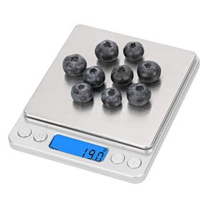 Emoly Food Scale,Digital Kitchen Scale, Mini Size Food Scale 500g/ 0.01g – High Precision Jewelry Weight Scale with Platform, Stainless Steel, LCD Display, Tare，Pcs Features（Does not Include Battery）