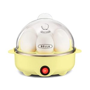 BELLA Rapid Electric Egg Cooker and Poacher with Auto Shut Off for Omelet, Soft, Medium and Hard Boiled Eggs – 7 Egg Capacity Tray, Single Stack, Yellow