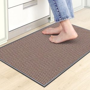 Kitchen Mats for Floor,Kitchen Rug, Nonskid, Washable,Absorbent Kitchen Runner Rug for in Front of Sink,Entryway,Hallway,Rubber Backing Indoor Door Mat,Farmhouse Style Standing Mat,17.3″x28″,Grey