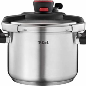 T-fal Clipso Stainless Steel Pressure Cooker 6.3 Quart Induction Cookware, Pots and Pans, Dishwasher Safe Silver