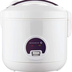 Reishunger Rice Cooker & Steamer with Keep-Warm Function – 5 Cups Uncooked Rice – Ceramic Coating incl. Steamer Insert – For 1-6 People