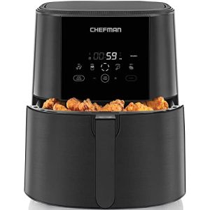 Chefman TurboFry Touch Air Fryer, The Most Compact And Healthy Way To Cook Oil-Free, One-Touch Digital Controls And Shake Reminder For The Perfect Crispy And Low-Calorie Finish, 5 Quart