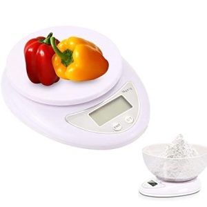 Meichoon Digital Kitchen Scale Portable Gram Scale for Home 11lb/5kg (1g) Ultra Slim with Removable Bowl Weigh Snacks Liquids Foods for Diet Weight Loss &Nutrition Control C12