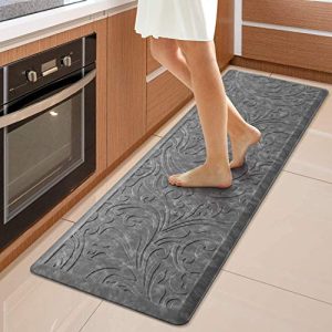 KMAT Kitchen Mat Cushioned Anti-Fatigue Floor Mat Waterproof Non-Slip Standing Ergonomic Comfort for Home,Office,Sink,Laundry,Desk 17.3″ (W) x 60″(L),Grey