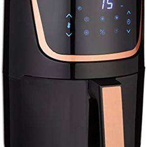 GoWISE USA Electric Mini Air Fryer with Digital Touchscreen + Recipe Book, 1.7-Qt up to 2 Qt Max, Black/Copper