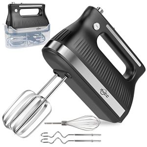 MHCC 5-Speed​ Electric Hand Mixer with Snap-On Storage Case, Whisk Beaters, 250-Watt-Black