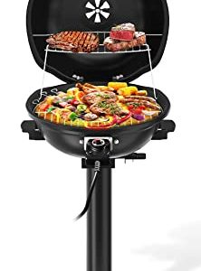 Electric Outdoor Grill,1800W Portable BBQ Grill for Cooking,15+Serving Electric Grill Outdoor Cooking, Non-stick Removable Stand Barbecue Grill