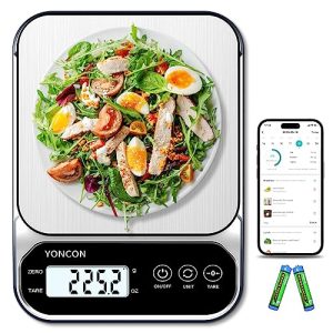 YONCON Smart Food Scale Digital Weight Grams and Oz, 3kg/0.1g Kitchen Scale for Weight Loss, Cooking, Baking, Super Accurate, Easy to Clean and Store, Tare Function (Batteries Included)