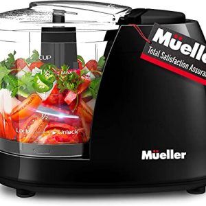 Mueller Mini Food Processor, Electric Food Chopper, 1.5-cup Meat Grinder, Mix, Chop, Mince and Blend Vegetables, Fruits, Nuts, Meats, Stainless Steel Blade, Black