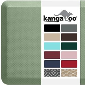 KANGAROO Thick Ergonomic Anti Fatigue Cushioned Kitchen Floor Mats, Standing Office Desk Mat, Waterproof Scratch Resistant Topside, Supportive All Day Comfort Padded Foam Rugs, 20×32, Sage Green