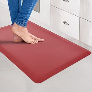 Art3d Anti Fatigue Mat – 1/2 Inch Cushioned Kitchen Mats – Non Slip Foam Comfort Cushion for Standing Desk, Office or Garage Floor (17.3″x28″, Red)