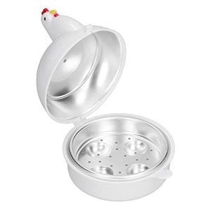 Egg Steamer, White Egg Cooker Heat Resistant Kitchen 4 Slots ChickenShaped with Safety Buckles for Home