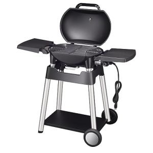 VANSTON Outdoor Electric Barbecue Grill & Smoker with Removable Stand, Cart Style, Black, 1500W Portable and Convenient Camping Grill for Party, Patio, Garden, Backyard, Balcony, Built-In Thermometer