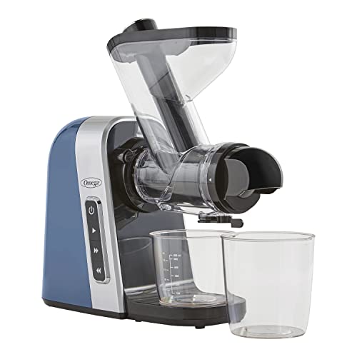 Omega MM400BL Medical Medium Juicer, BPA Free, Slow Masticating High Juice Yield with Wide Mouth Chute, 200-Watt, Blue