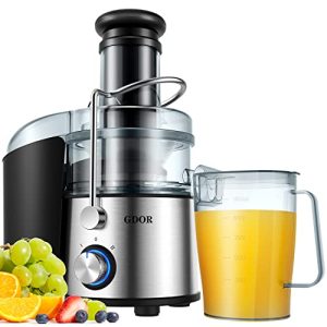 1200W GDOR Juicer with Titanium Enhanced Cut Disc, Larger 3” Feed Chute Juicer Machines for Whole Fruits and Vegetables, Centrifugal Juicer with 40 Oz Juice Pitcher, BPA-Free, Easy to Clean, Silver