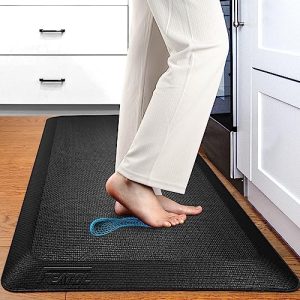 FEATOL Anti Fatigue Mat Floor Mat, Extra Thick Standing Office Desk Mat Memory Foam Cushioned Anti Fatigue Ergonomic Kitchen Mats Comfort Standing Pad NOT PVC 9/10 Inch (20″ x 32″, Black)