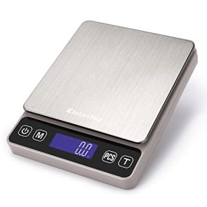 KitchenTour Digital Kitchen Scale – 3000g/0.1g High Accuracy Precision Multifunction Food Meat Pocket Scale with Back-Lit LCD Display(Batteries Included) – Gray