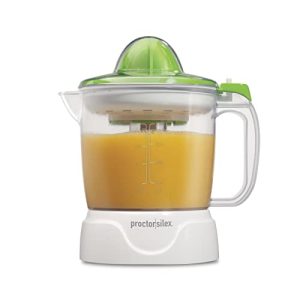 Proctor Silex Electric Citrus Juicer Machine for Orange, Lemon, Grapefruit Juice, 34 oz., White & Green (66337)