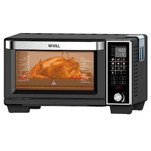 WHALL Toaster Oven Air Fryer, Max XL Large 30-Quart Smart Oven,11-in-1 Toaster Oven Countertop with Steam Function,12-inch Pizza,6 slices of Toast, 4 Accessories Included, Stainless Steel /1700W/BLACK