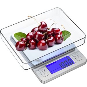 Kitchen Food Scale, High Precision Food Scales Digital Weight Grams and Oz Digital Scale Used for Digital Grams and Ounces, Cooking, Jewelry, Baking, Tare Function, with 2 Trays, LCD Display