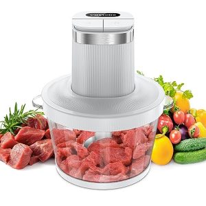 Food Processors,VASTELLE Electric Food Chopper with Bi-Level Blades, Meat Grinder and Vegetable Chopper for Baby Food, Meat, Onion, Nuts, 8 Cup BPA-free Glass Bowl, 2 Speed, White