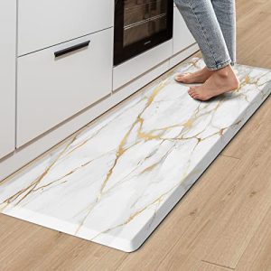 Opulentix Kitchen Mat, 1/2 Inch Thick Anti Fatigue Kitchen Rugs and Mats Cushioned Kitchen Floor Mat Non-Skid Waterproof Kitchen Mats for Standing Desk Office Sink 17.3″x39″, White