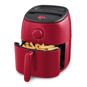 DASH Tasti-Crisp™ Electric Air Fryer Oven Cooker with Temperature Control, Non-Stick Fry Basket, Recipe Guide + Auto Shut Off Feature, 1000-Watt, 2.6Qt, Red