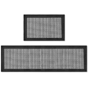 Artoid Mode Black Non-Skid Rubber Kitchen Rugs and Mats Set of 2, Washable Absorbent Kitchen Rug for Floor Kitchen Floor Front of Sink Home Decor – 17×29 and 17×60 Inch