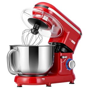 VIVOHOME Stand Mixer, 660W 10 Speed 6 Quart Tilt-Head Kitchen Electric Food Mixer with Beater, Dough Hook, Wire Whip and Egg Separator, Red