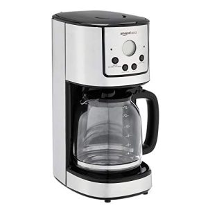 Amazon Basics 12 Cup Digital Coffeemaker with Carafe and Reusable Filter, Stainless Steel, Black