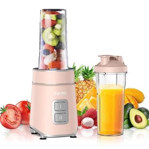 Syvio Blender for Shakes and Smoothies, 600W Smoothie Blender,Personal Blender with 2 Speed Control, Bullet Blender with 2 BPA-Free 20Oz Sport Cup-Pink