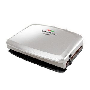 George Foreman 5-Serving Removable Plate Electric Indoor Grill and Panini Press – White Gold with Bronze Plates