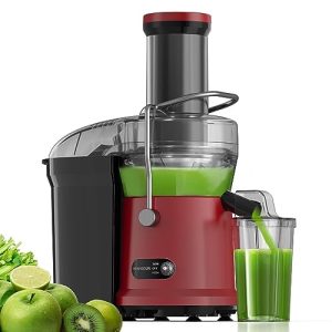 Hervigour Juicer Machine – 1000W Peak Motor with 3.2″ Mouth, Extractor Maker for Whole Fruits & Vegetables, Dual Speeds, Easy to Clean, BPA-Free (Red)