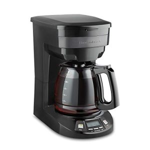 Hamilton Beach 12 Cup Programmable Drip Coffee Maker with 3 Brew Options, Glass Carafe, Auto Pause and Pour, Black Stainless (46293)