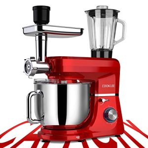 COOKLEE 6-IN-1 Stand Mixer, 8.5 Qt. Multifunctional Electric Kitchen Mixer with 9 Accessories for Most Home Cooks, SM-1507BM, Ruby Red