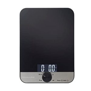 KitchenAid Digital Glass Kitchen Scales for Wet and Dry Ingredients, 5000g / 5000ml Weighing Capacity, Black