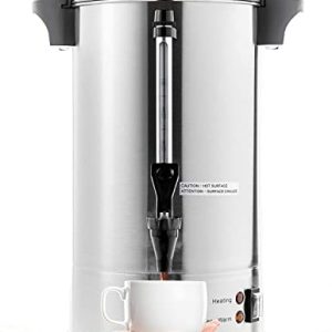 SYBO 2022 UPGRADE SR-CP-100B Commercial Grade Stainless Steel Percolate Coffee Maker Hot Water Urn for Catering, 100-Cup 16 L, Metallic