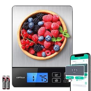 Loftilla Digital Food Scale for Weight Loss, Smart Kitchen Gift Scale for Food Ounces and Grams, Food Weight Scale for Food with Nutritional Calculator, Baking Scale for Cooking, 1g/0.1oz, 11lb/5kg