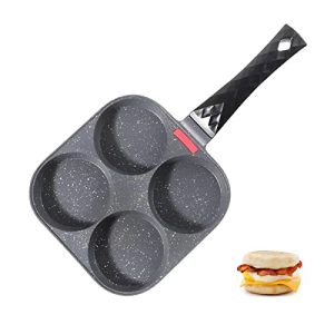 VANKUTL 4-Cup Nonstick Egg Frying Pan, Egg Pan for Breakfast, Egg Burgers, Vegetable Patties, Pancakes, Nonstick Cookware Suitable for Gas Stoves, Induction Cookers.
