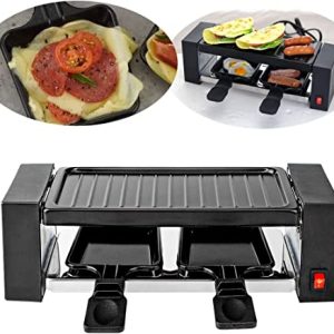 Electric Raclette Gourmet Grill for 2 person Non-Stick Tabletop Cooker Fun cook Raclette Grill