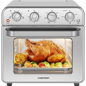 Chefman Air Fryer Toaster Oven Combo, 7-in-1, Convection Oven Countertop Extra Large 19 Quart Oven Air Fryer, Cook a 10-Inch Pizza, 4 Slice Toaster, Integrated Timer, Auto-Shutoff, Stainless Steel