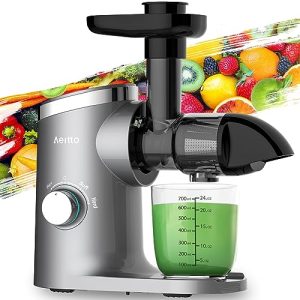 Slow Masticating Juicer, Aeitto Cold Press Jucier Machines, with Triple Modes,Reverse Function & Quiet Motor, Easy to Clean with Brush, Recipe for Vegetables And Fruits, Grey