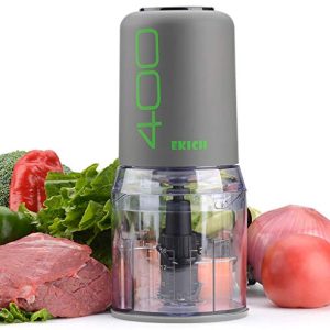 Ekich Food Processor Multipurpose Smart Kitchen Meat Grinder Food Chopper Vegetable Fruit Cutter Onion Slicer Dicer, Food Blender, Gray with 400-Watt, 2-Cup #Mother’s Day Gift#