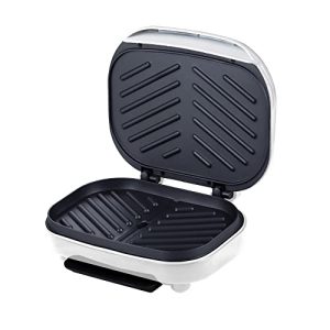 Dominion 2-Serving Classic Plate Electric Indoor Grill and Panini Press, Easy Storage & Clean, Perfect for Breakfast Grilled Cheese Egg & Steak, White