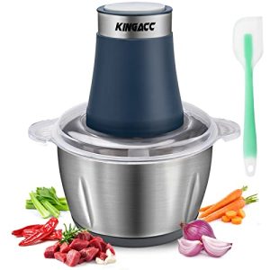 Electric Food Processor & Vegetable Chopper, 8-Cup Blender Grinder for Meat, Vegetables, Onion, Garlic, with 8Cup/10Cup Stainless Steel Bowl and 4 Sharp Blades for Slicing, Shredding, Mincing, and Puree, 300W