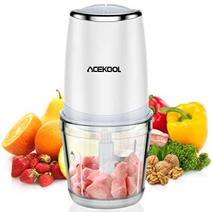 Mini Food Processor with 2.5 Cup Glass Bowl, Acekool Small Electric Food Chopper for Vegetables Meat Fruits Nuts Puree – 300W 2 Speed Kitchen Food Processor With Sharp Blades