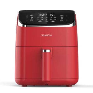 Sakuchi Air Fryer Large 5.8 Quart Air Fryers 10-in-1 Digital Air Fryer Oven Cooker with 10 Preset Cooking Programs, LED Touch Screen, Non-Stick Tray Basket, Auto Shut-Off, Pot Dishwasher Safe, 1500W (Red)