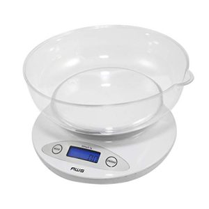 AMERICAN WEIGH SCALES Precision Digital Kitchen Food Weight Scale with Removable Bowl – 2000g x 0.1G – (White)