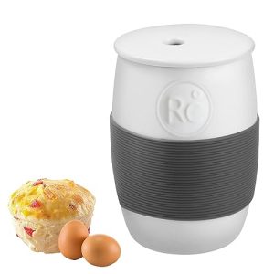 Professional Ceramic Egg Cooker, Microwave Egg Poacher 4 Eggs, 2-cup Capacity Quick Scrambled Egg Maker Great for Mug Cake, Microwave Muffin, Fast Egg Hamburg Omelet Maker Just 1 Minute